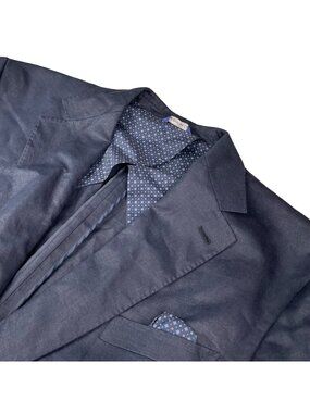 The Bespoke Company Men's 100% Linen 2-Button Blazer Navy Blue • 50R US